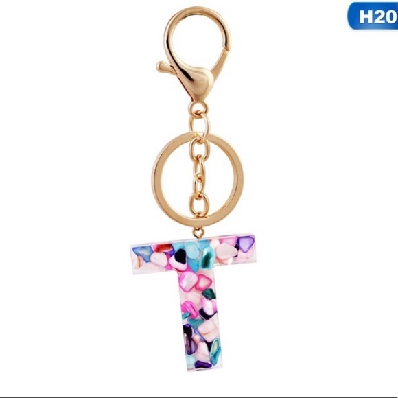 Letter T Keychain Glitter Acrylic - Picture 1 of 1